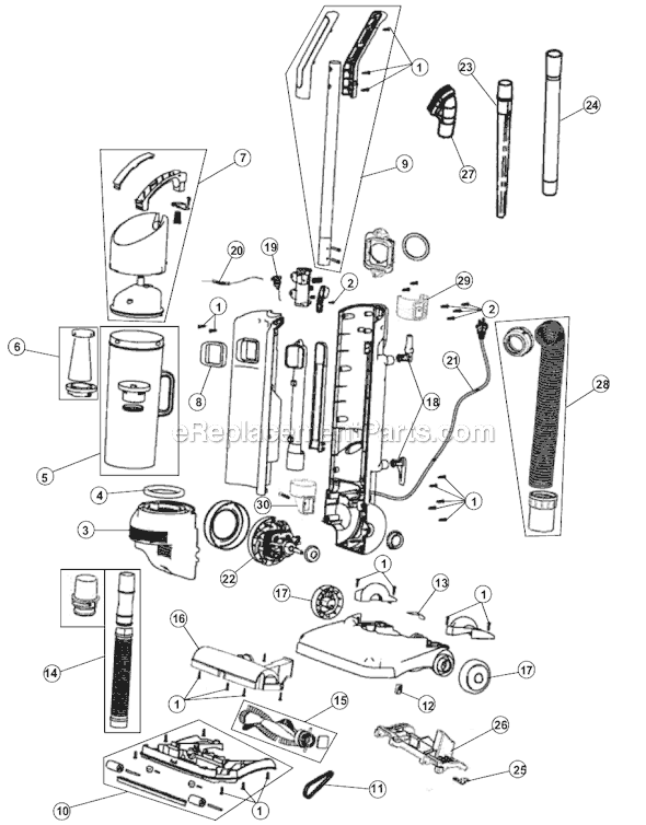 Page A Diagram and Parts List for M084651  Dirt Devil Upright Vacuum